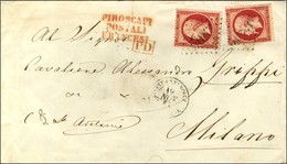 GC 5083 / N° 24 (2) Superbe Nuance Càd CONSTANTINOPLE / TURQUIE Sur Lettre Pour Milan. 1864. - TB. - 1862 Napoleon III