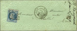 GC 2145 / N° 29 Càd LYON / LES TERREAUX Sur Enveloppe Romantique Gauffrée De Couleur Verte Adressée à Montluel. 1869. -  - 1863-1870 Napoléon III Lauré