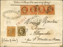 GC 4277 / N° 30 + 31 Bande De 4 + 38 Càd PARIS / LA VILLETTE Sur Lettre Chargée. 1872. - TB / SUP. - R. - 1863-1870 Napoléon III Con Laureles