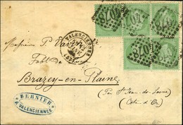 GC 4078 / N° 35 Bloc De 5 Càd T 17 VALENCIENNES (57) Sur Lettre Pour Brazey-en-Plaine. 1872. - TB / SUP. - R. - 1870 Belagerung Von Paris