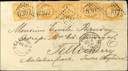 GC 6307 / N° 38 (5) Càd BORDEAUX / LES CHARTRONS Sur Lettre 2 Ports Pour Tellicherry Càd D'arrivée Au Recto. 1873. - TB  - 1870 Asedio De Paris