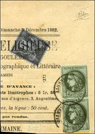 Càd T 18 RUFFEC / CHARENTE / N° 39 Paire + 83 Obl Typo Sur Fragment De Journal Daté 1882. - SUP. - R. - 1870 Ausgabe Bordeaux