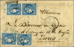 GC 972 / N° 46 (2 Paires) Càd T 17 LA CHATRE (35) Sur Lettre 3 Ports Pour Paris. - TB. - R. - 1870 Bordeaux Printing