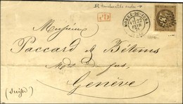 GC 2535 / N° 47 Belles Marges Variété R Relié Au Cadre Càd T 17 MOREZ-DU-JURA (38) Sur Lettre Pour Genève. 1871. - TB /  - 1870 Emissione Di Bordeaux