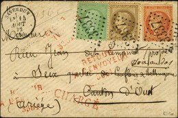 GC 3337 / N° 30 + 35 + 48 Rouge Sang Càd T 16 SAVERDUN (8) 14 AOUT 72 Sur Lettre Chargée. - SUP. - R. - 1870 Ausgabe Bordeaux