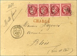 GC 2066 / N° 49 Rose Vif Bande De 4, Superbes Marges Càd T 17 LOCHES (36) Sur Devant De Lettre Chargée Pour Blois. 1872. - 1870 Emisión De Bordeaux