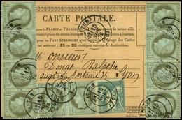 Càd T 17 AUTUN (70) / N° 50 Bande De 4 (2) + 1 Paire + N° 65 Sur Carte Pour Lyon. 1876. - SUP. - R. - 1871-1875 Ceres