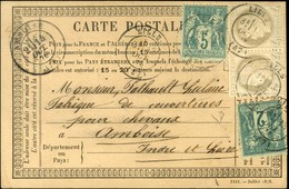 Càd T 17 LILLE (57) / N° 52 Paire + N° 64 + N° 74 Sur Carte Pour Amboise. 1876. - TB / SUP. - R. - 1871-1875 Ceres