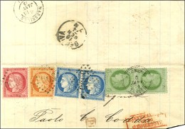 Càd SALONIQUE / TURQUIE / N° 53 Paire + GC 5095 / N° 38 + 57 + 60 Type II Paire Sur Fragment De Lettre Pour Gênes. 1874. - 1871-1875 Ceres
