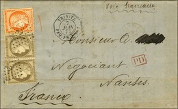 Ancre / N° 38 + 56 Paire Càd Octo TRINITE / PAQ. FR. C N° 1 7 JUIN 75 Sur Lettre De Trinidad Pour Nantes. Au Verso, Càd  - 1871-1875 Ceres