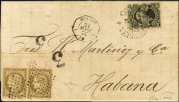 Càd CORREOS / VERACRUZ / TP Mexique 10 Centavos + N° 56 Paire Oblitérée Ancre Càd Octo 1 MEXIQUE 1 / * Sur Lettre Avec T - 1871-1875 Cérès