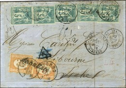 Càd T 18 BORDEAUX / GIRONDE / N° 64 (5) Sur Lettre Insuffisamment Affranchie Pour Livourne. A L'arrivée Timbre Taxe Ital - 1876-1878 Sage (Type I)