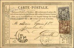 Càd Octo De Lev. Exp. PARIS / PL. DE LA BOURSE E1 / N° 67 + 77 Sur Carte Postale Pour Grenoble. 1877. - TB. - RR. - 1876-1878 Sage (Typ I)