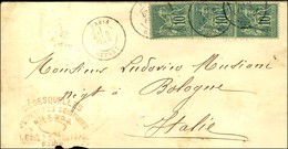 Càd PARIS / DEPART / N° 76 (3) Sur Lettre Pour L'Italie. 1877. - TB / SUP. - R. - 1876-1878 Sage (Typ I)