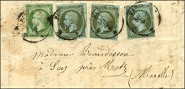 E PARIS E / N° 11 (3) (1 Ex Infime Def) + 12 (léger Pli) Sur Bande D'imprimé Pour Scy Près Metz. 1862. Bel Affranchissem - 1853-1860 Napoleon III