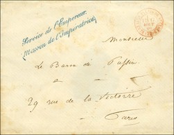 Càd Rouge BUREAU DU PALAIS DE SAINT-CLOUD (72) Sur Lettre Adressée En Franchise Avec Griffe Bleue ' Service De L'Empereu - 1853-1860 Napoleon III