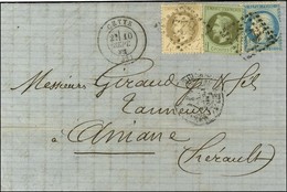 GC 822 / N° 25 + 27 + 37 Càd T 17 CETTE (33) 10 SEPT. 71. - TB. - 1863-1870 Napoleon III With Laurels