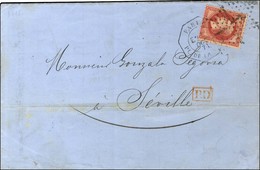 Etoile 1 / N° 32 Càd Octo De Lev Ex PARIS / PL. DE LA BOURSE E2 Sur Lettre Pour Séville. 1871. - TB. - R. - 1863-1870 Napoléon III Con Laureles