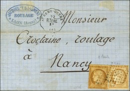 Losange EP 2e / N° 36 (2) Nuances Claire Et Foncée Conv Stat. St ERME-OUTRE R.TERG (2) Sur Lettre De Laon Pour Nancy. 18 - 1870 Siege Of Paris