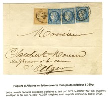 Càd CONSTANTINE / ALGERIE / N° 59 + 60 (3) Sur Papiers D'affaires Pour Alger. 1872. - TB. - R. - 1871-1875 Ceres