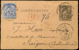 Càd FOIX / ARIEGE Sur Entier 25c + N° 78 Recommandé Pour Saïgon (Conchinchine). 1895. - TB. - 1876-1878 Sage (Type I)