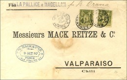 Càd PARIS 4 / R. D'ENGHIEN / N° 82 (2) Sur Lettre Pour Valparaiso Par La Voie De Magellan. 1897. - TB. - 1876-1878 Sage (Type I)