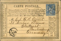 Càd PARIS / PASSY / N° 90 Sur CP Pour Stuttgart. 1878. - TB / SUP. - 1876-1878 Sage (Type I)