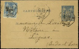 Càd Octo PARIS / DEPART E3 Sur Entier 15c + N° 90. 18891. - TB. - 1876-1878 Sage (Type I)