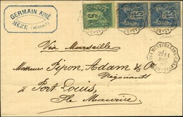 Càd Ambulant BEZIERS A MONTPELLIER-CHAPTAL / N° 75 + 90 (2) Sur Lettre Adressée Au Tarif Voie De Mer Pour Port Louis Ile - 1876-1878 Sage (Type I)