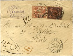 Càd LYON / LES TERREAUX 2 JANV. 79 / N° 70 + 91 Sur Lettre Recommandée Pour Paris (tarif Du 1/5/78 Au 16/1/79). - TB. - 1876-1878 Sage (Type I)