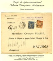 Càd MARSEILLE / CHARGEMENTS / N° 90 + 94 Sur Lettre Recommandée 2 Ports Pour Majunga (Madagascar). 1899. Rare Associatio - 1876-1878 Sage (Type I)