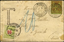 Càd GARE DE LA ROCHE-S-FORON / Hte SAVOIE / N° 96 Sur Lettre Insuffisamment Affranchie Pour Zurich. Au Recto, Timbre Tax - 1876-1878 Sage (Type I)