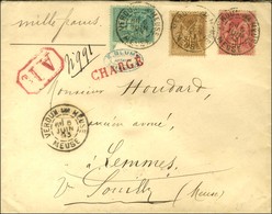 Càd VERDUN SUR MEUSE / MEUSE / N° 75 + 80 + 98 Sur Lettre Chargée Avec AR. 1893. - TB / SUP. - 1876-1878 Sage (Type I)