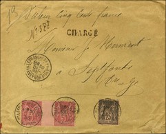 Càd VILLEFRANCHE DE ROUERGUE / AVEYRON / N° 97 + 98 Paire Interpanneau Sur Lettre Chargée. 1895. - TB / SUP. - 1876-1878 Sage (Type I)