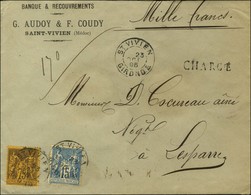 Càd ST VIVIEN / GIRONDE / N° 90 + 99 Sur Lettre Chargée. 1895. - TB / SUP. - 1876-1878 Sage (Type I)