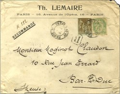 Càd PARIS / AV. DE L'OPERA / N° 105 + 111 Sur Lettre Recommandée Pour Bar Le Duc. 1901. - TB. - 1876-1878 Sage (Type I)