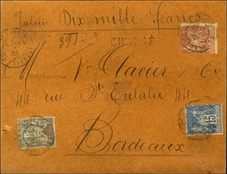 Càd ST PALAIS / Bses PYRENEES / N° 90 + 94 + 105 Sur Lettre Chargée Pour Bordeaux. 1901. - TB. - 1876-1878 Sage (Type I)