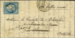 Etoile 20 / N° 37 Càd PARIS / R. ST DOMque ST GN N° 58 19 OCT. 70 Sur Lettre Pour Chomerac (Ardèche) Réexpédiée à Privas - Guerra De 1870