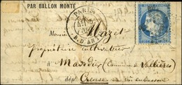 Etoile 8 / N° 37 Càd PARIS / R.D'ANTIN 5 NOV. 70 Sur Lettre Pour Vallière (Creuse). Au Verso, Càd D'arrivée 9 NOV. 70. L - Guerra De 1870