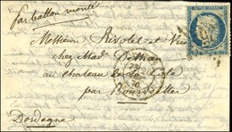 Etoile 25 / N° 37 Càd PARIS / R. SERPENTE 26 DEC. 70 Sur Lettre Pour Bourdeilles (Dordogne). Au Verso, Càd D'arrivée 1 J - Guerra De 1870