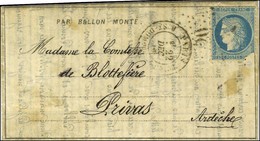 Etoile 20 / N° 37 (def) Càd PARIS / R. ST DOMque ST GN N° 58 22 DEC. 70 Sur Dépêche Ballon N° 16 Pour Privas (Ardèche).  - Krieg 1870