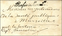 Lettre Avec Texte Daté De Larnaca (Chypre) Le 28 Juin 1823 Pour Marseille, Au Verso Cachet Orné CONSULAT DE FRANCE A LAR - Maritime Post
