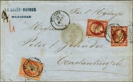 PC 3707 (Constantinople) / N° 16 (def) + 17 (2) (def) Càd HYDASPE * 22 AOUT 57 Sur Lettre 4 Ports De Marseille Pour Cons - Correo Marítimo