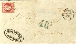 Ancre / N° 24 Càd Octo MONTEVIDEO / * 15 JANV. 65 + P.P. Local Rouge Sur Lettre Avec Texte Pour Barcelone, Au Recto Taxe - Schiffspost