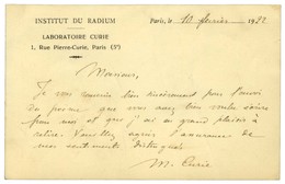 CURIE Marie, Née Skotodowska (1867-1934), Physicienne Française D'origine Polonaise, Prix Nobel De Physique 1903 Et De C - Otros & Sin Clasificación