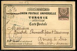 TURQUIE - ENTIER POSTAL TYPE N° 52 ,  OBL. SMYRNE DEPART LE  21/4/1886 POUR LA FRANCE - TB - Lettres & Documents
