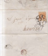 Año 1860 Edifil 52 Isabel II Carta Matasellos Rueda De Carreta 2  Barcelona 2 Tipo II - Briefe U. Dokumente