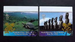 UNO-New York 1066/7 Oo/ESST, UNESCO-Welterbe: Südamerika, Galapagos, Osterinsel - Gebruikt