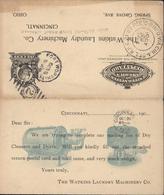 Entier Repiqué Sheridan 1 Cent Reply Card The Watkins Laundry Machinery Co Cincinnati Ohio Return To Writer With Paid - 1901-20