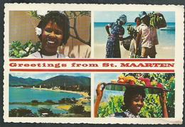 Greetings From Saint Maarten ; Postcard With Stamp - Sint-Marteen